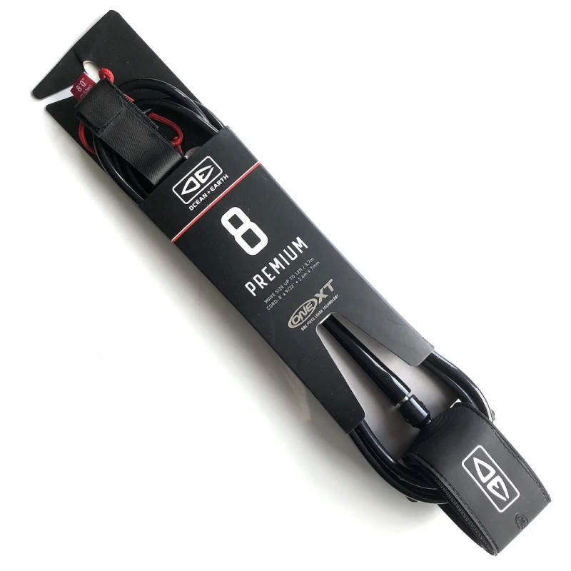 Ocean Earth One XT Surfboard Leash 8ft Black 1 Ocean Earth One XT Surfboard Leash 8ft Black