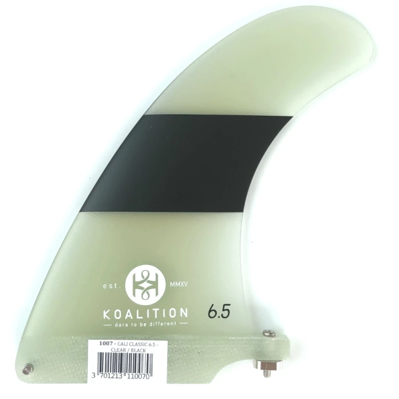 Koalition California Longboard Fin 6.5 Inch Clear Black Stripes 1 Koalition California Longboard Fin 6.5 Inch Clear Black Stripes