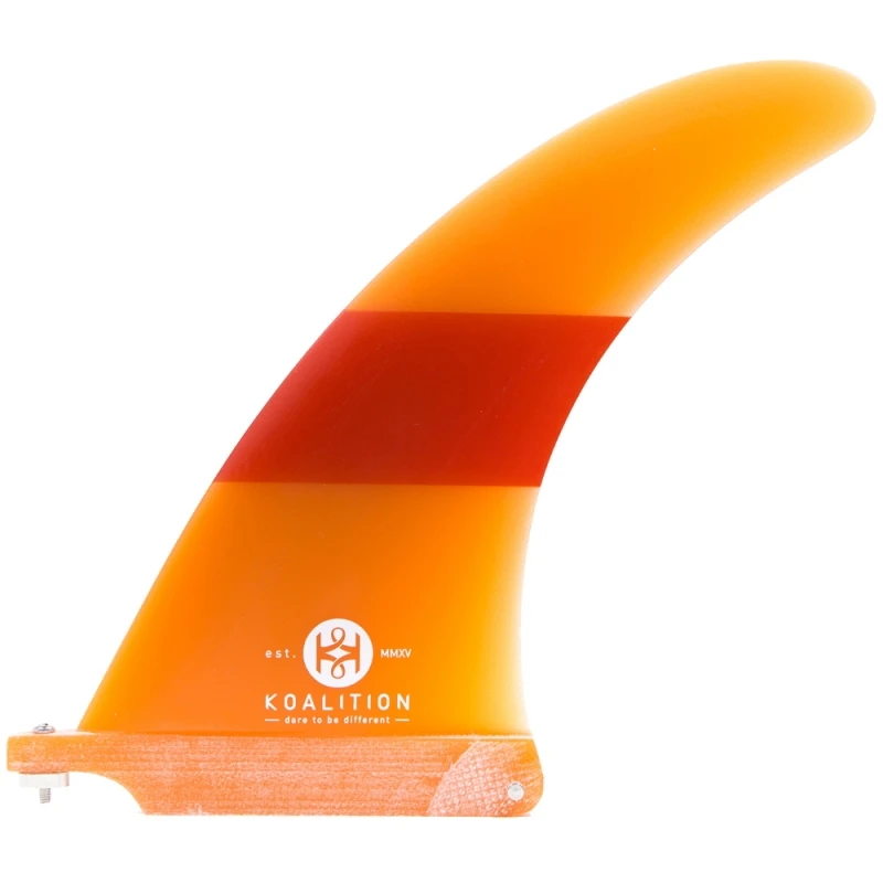 Koalition California Longboard Fin 7.5 Inch Orange Stripes 1 Koalition California Longboard Fin 7.5 Inch Orange Stripes