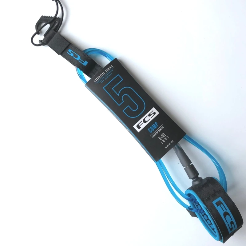 FCS Essential Surfboard Comp Leash 5ft Blue Black 2 FCS Essential Surfboard Comp Leash 5ft Blue Black - Image 2