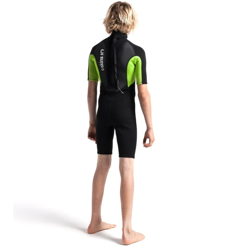 C-Skins Element 3/2mm Junior Shorty Wetsuit Black Lime Multi - JL 2 C-Skins Element 3/2mm Junior Shorty Wetsuit Black Lime Multi - JL - Image 2