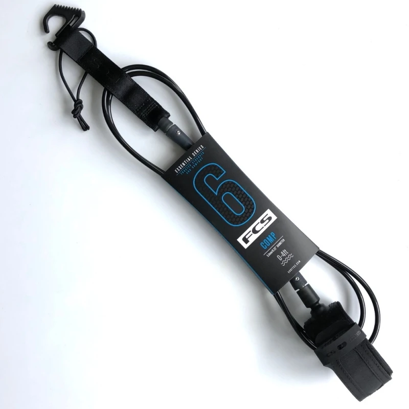 FCS Essential Surfboard Comp Leash 6ft Black 2 FCS Essential Surfboard Comp Leash 6ft Black - Image 2