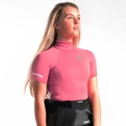 C-Skins Womens High Collar Rash Vest Bright Rose Slate - UK 8