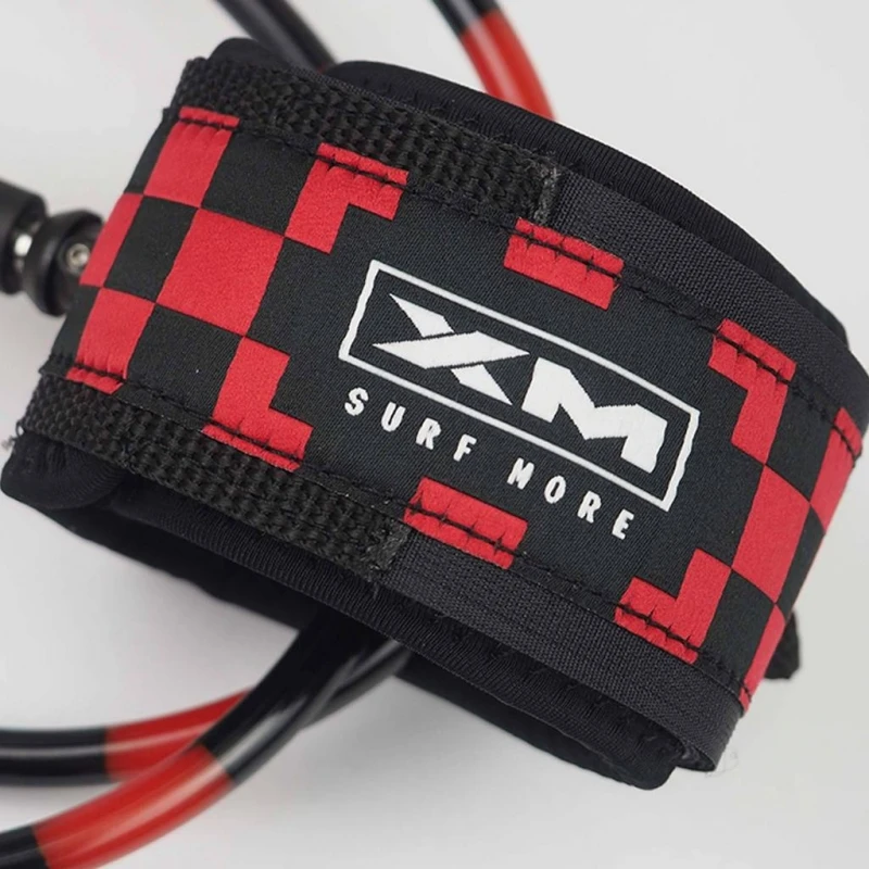 XM Chequered 6ft Surfboard Leash Regular Black Red 2 XM Chequered 6ft Surfboard Leash Regular Black Red - Image 2