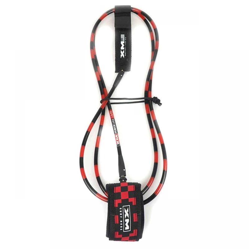XM Chequered 6ft Surfboard Leash Regular Black Red 1 XM Chequered 6ft Surfboard Leash Regular Black Red