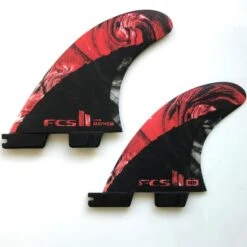 FCS II MB PC Carbon TriQuad Surfboard Fins Large Red