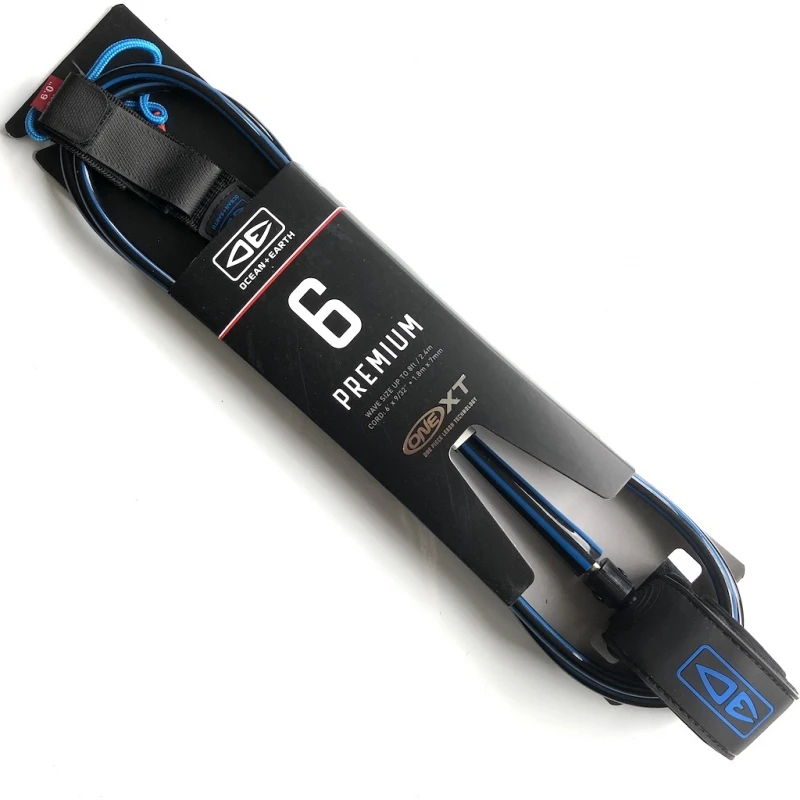 Ocean Earth One XT Surfboard Leash 6ft Black Blue 1 Ocean Earth One XT Surfboard Leash 6ft Black Blue