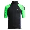 C-Skins Junior High Collar Rash Vest Black Flouro Green - JL