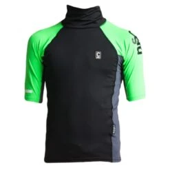 C-Skins Junior High Collar Rash Vest Black Flouro Green - JL
