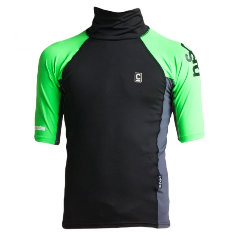 C-Skins Junior High Collar Rash Vest Black Flouro Green - JL 1 C-Skins Junior High Collar Rash Vest Black Flouro Green - JL