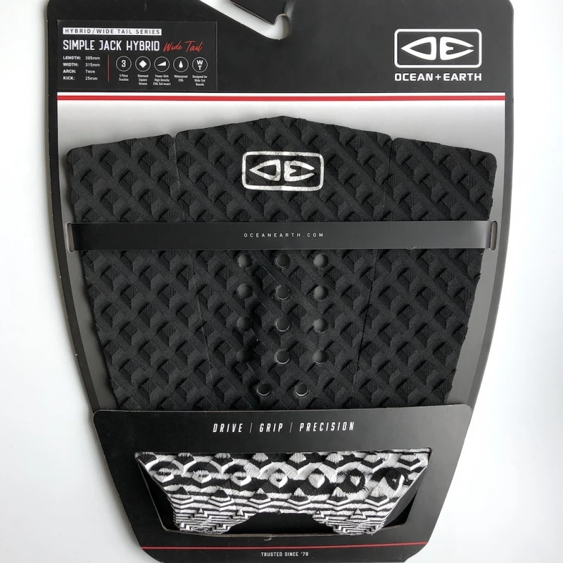 Ocean Earth Simple Jack Hybrid Surfboard Tail Pad Black White 1 Ocean Earth Simple Jack Hybrid Surfboard Tail Pad Black White