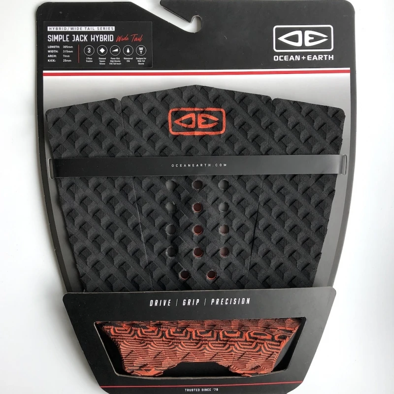 Ocean Earth Simple Jack Hybrid Surfboard Tail Pad Black Orange 1 Ocean Earth Simple Jack Hybrid Surfboard Tail Pad Black Orange