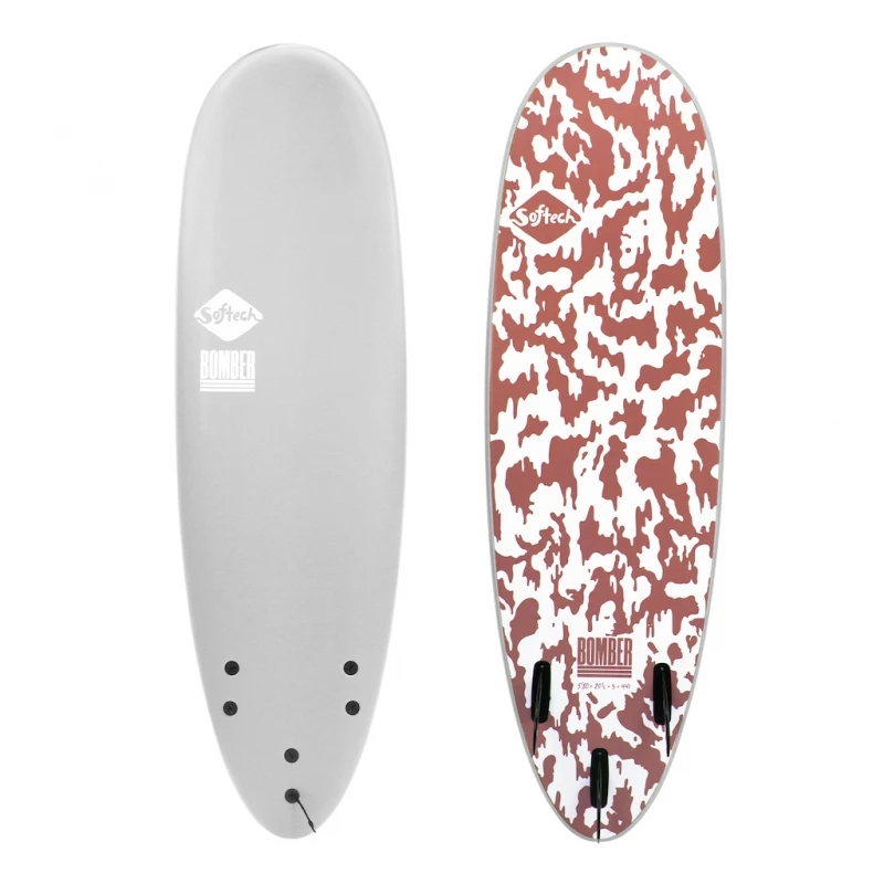 Softech Bomber 6ft4 Soft Surfboard Grey Dusty Red 1 Softech Bomber 6ft4 Soft Surfboard Grey Dusty Red