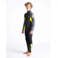 C-Skins Element 3/2mm Junior Wetsuit Anthracite Yellow Black - J2XL -Surf Gear Shop cel32stjanyebktdquarter1 55459