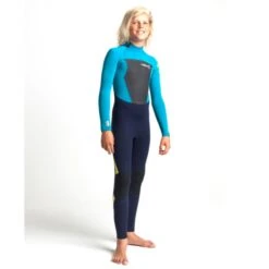 C-Skins Junior Legend 5/4/3mm Wetsuit Back Zip Slate Ocean Teal - J2XL