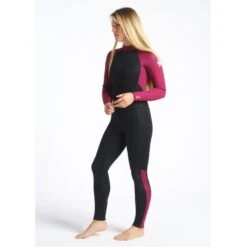 C-Skins Surflite 4/3mm Womens Wetsuit Back Zip Raven Black Wine - UK 8 Short -Surf Gear Shop csl43wbzrvwiwhquarter1 14332