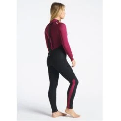C-Skins Surflite 4/3mm Womens Wetsuit Back Zip Raven Black Wine - UK 8 Short -Surf Gear Shop csl43wbzrvwiwhquarter3 45038