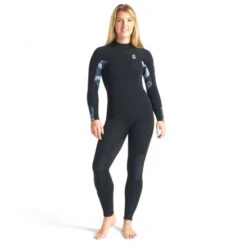 C-Skins Solace 5/4/3mm Womens Wetsuit Back Zip Black Tropical - UK 10 -Surf Gear Shop cso54wbzbktbkrofront2 65154