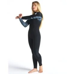 C-Skins Solace 5/4/3mm Womens Wetsuit Chest Zip Black Tropical - UK 10 -Surf Gear Shop cso54wczbktbkwhfrontquarter2 60677
