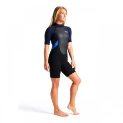 C-Skins Element 3/2mm Womens Shorty Wetsuit Black Slate Azure - UK 10 -Surf Gear Shop element womens 3x2 fl shorti azure blue qtr3 33404