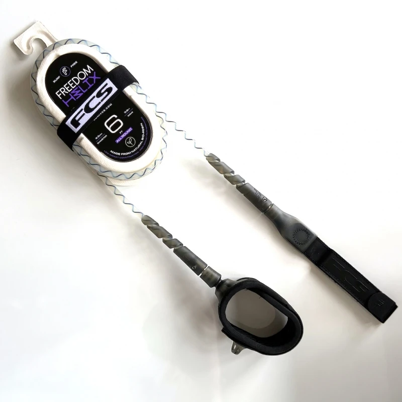 FCS 6ft Freedom Helix Leash Natural Black 1 FCS 6ft Freedom Helix Leash Natural Black