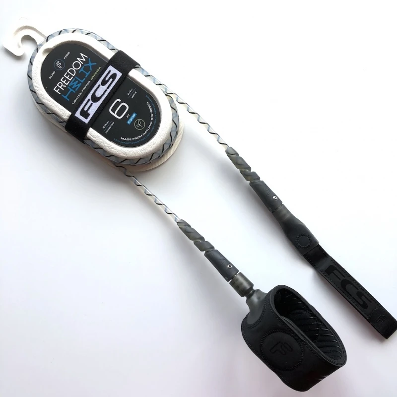 FCS 6ft Freedom Helix Comp Leash Natural Black 1 FCS 6ft Freedom Helix Comp Leash Natural Black