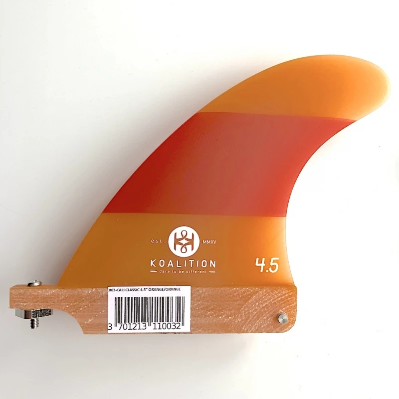 Koalition California Longboard Fin 4.5 Inch Orange Stripes 1 Koalition California Longboard Fin 4.5 Inch Orange Stripes