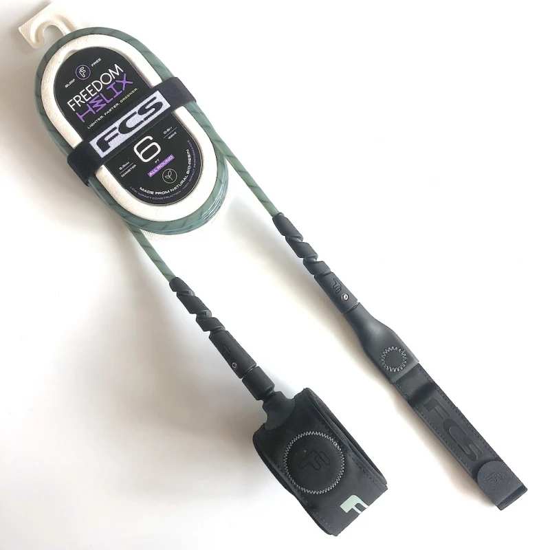 FCS 6ft Freedom Helix Leash Grey Green 1 FCS 6ft Freedom Helix Leash Grey Green